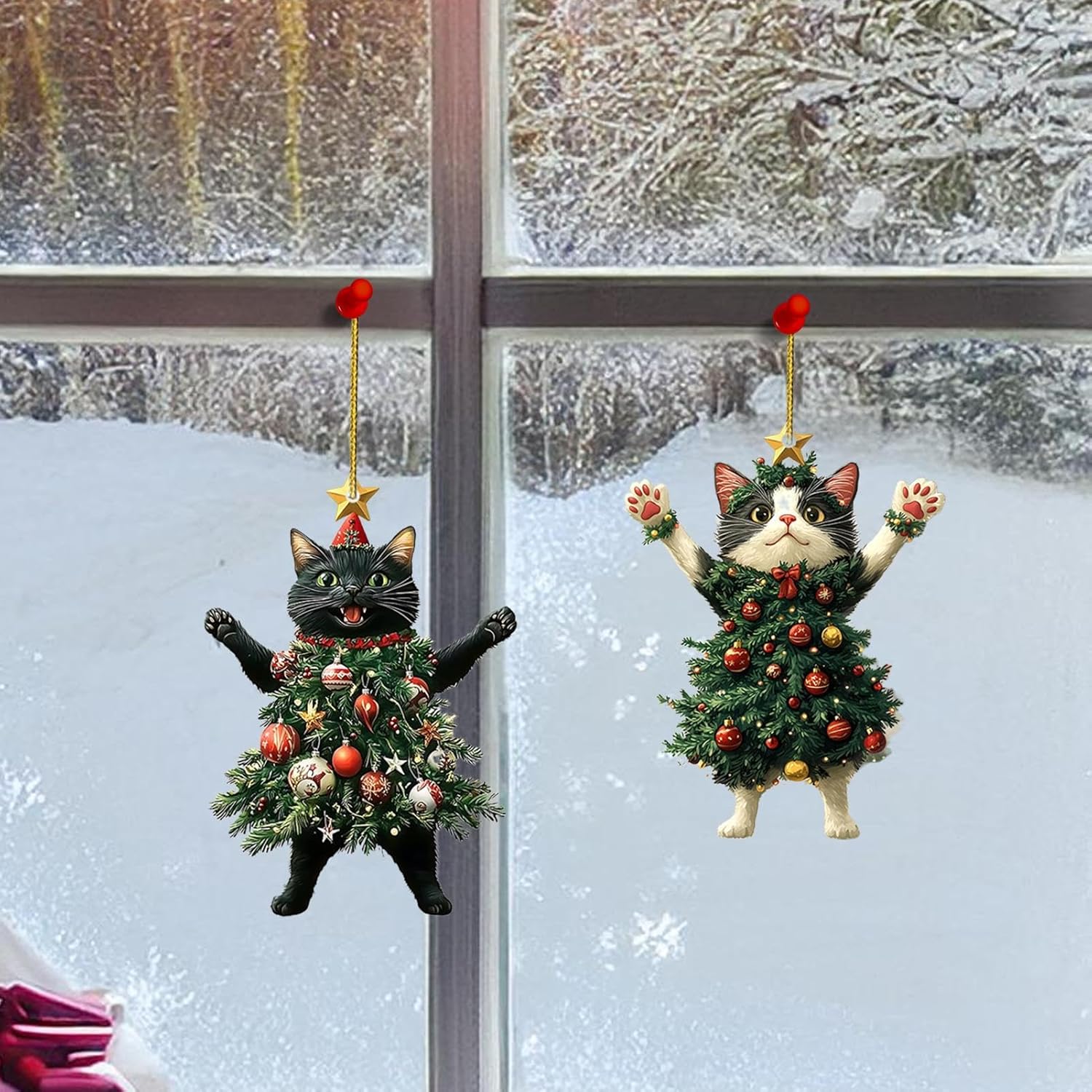 Charming Cat Christmas Ornament (2 pieces)